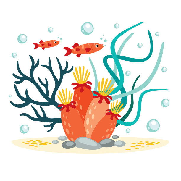 彩色珊瑚平面画图片下载