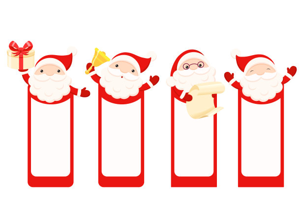 一套矢量圣诞礼物标签，卡片，徽章，贴纸与圣诞老人图片下载