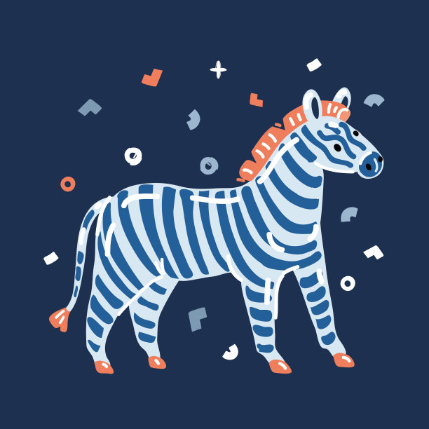 斑马的卡通矢量插画图片下载
