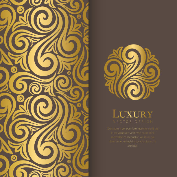 棕色和金色的豪华邀请卡设计与矢量装饰图案。的模板。可用于背景和墙纸。优雅经典的矢量元素非常适合装饰。图片下载