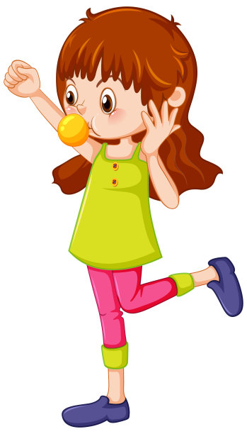 可爱的女孩带着泡泡糖图片下载