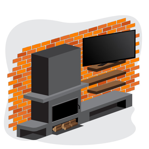 壁炉等距设计插画图片下载
