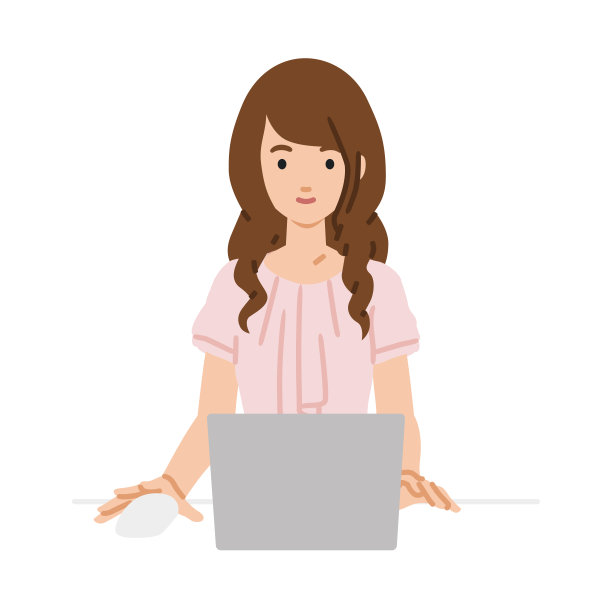 一名穿着休闲装的女士在办公桌前使用笔记本电脑图片下载