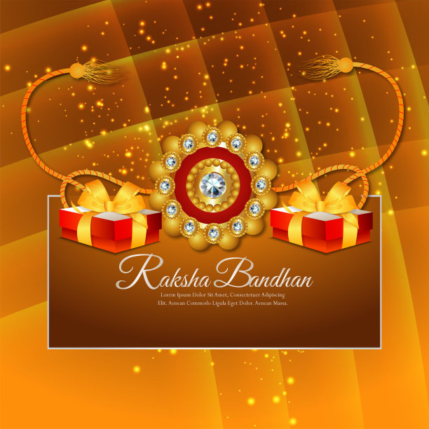 Raksha bandhan邀请横幅或标题，Raksha bandhan节日的印度背景与矢量插图图片下载