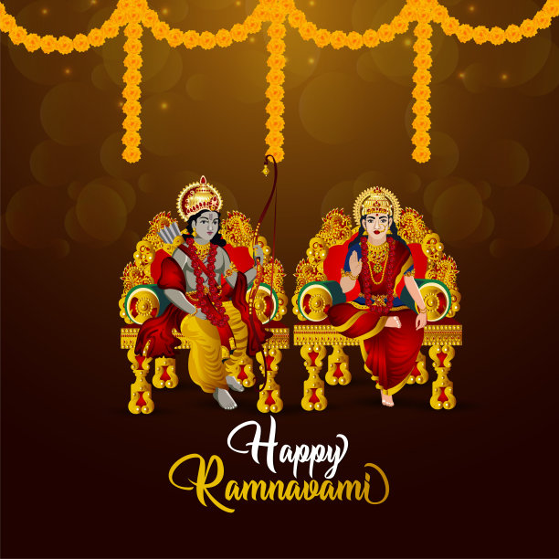 为快乐的ram navami背景创造矢量弓图片下载