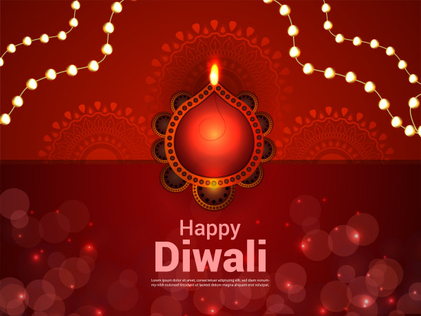 印度节日排灯节快乐庆祝贺卡图片下载