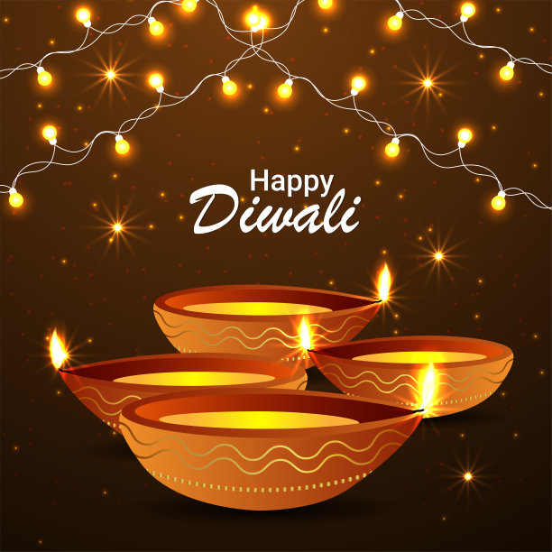 排灯节快乐，庆祝印度光明节的贺卡图片下载
