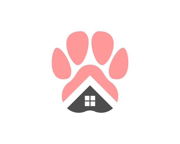 宠物爪子和中间的屋顶房子图片下载