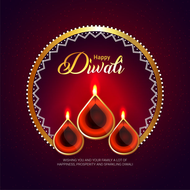 印度节日排灯节快乐庆祝贺卡图片下载