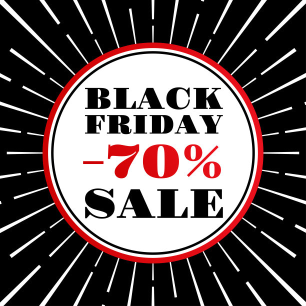 黑色星期五销售。七折横幅或海报。折扣，促销排版模板。传单，标签，社交媒体广告，商业或促销卡设计元素。矢量插图。图片下载