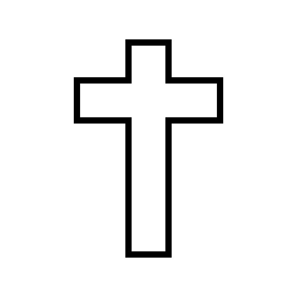 黑色和灰色的基督教十字架图标在平面设计。矢量插图。抽象的线性基督教十字架。宗教。教堂，十字架，上帝，天主教标志。精神的象征。图片下载
