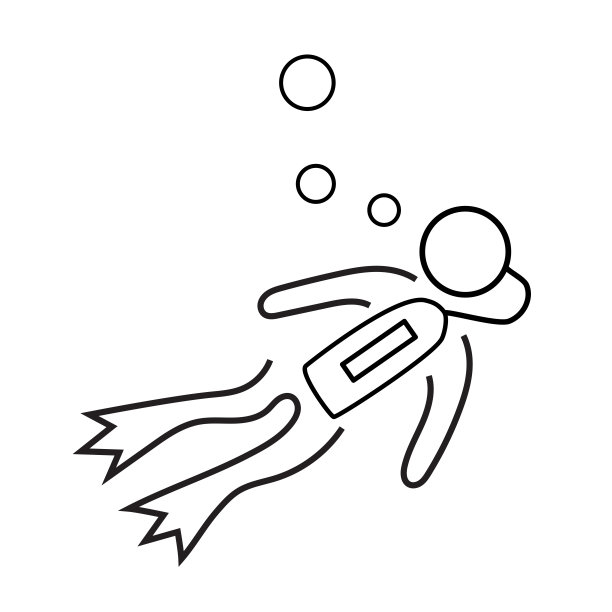 水肺潜水的图标，潜水员与水肺，水下潜水。图片下载