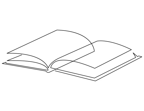 连续一条线画开书。矢量插图教育用品回到学校主题。图片下载