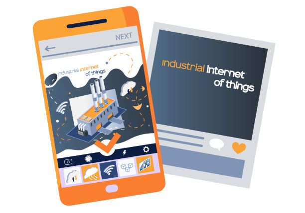 智能手机屏幕上的创新生产建筑。工业物联网技术应用图片下载