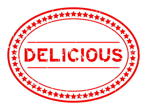 垃圾红美味字椭圆形橡胶印章邮票在白色背景图片下载