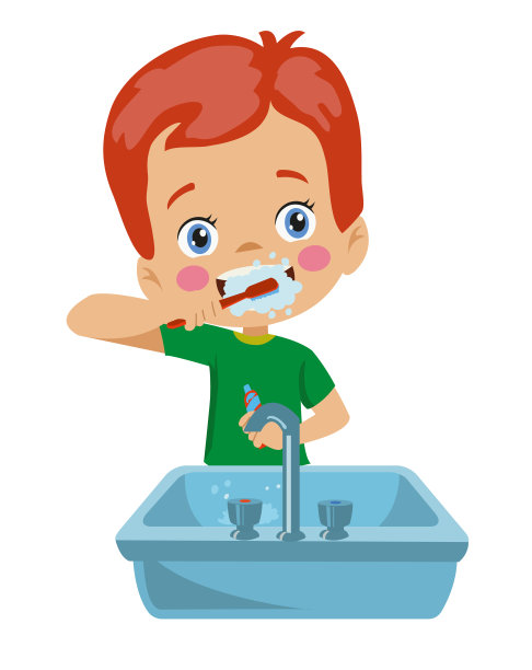 可爱快乐的男孩在刷牙图片下载