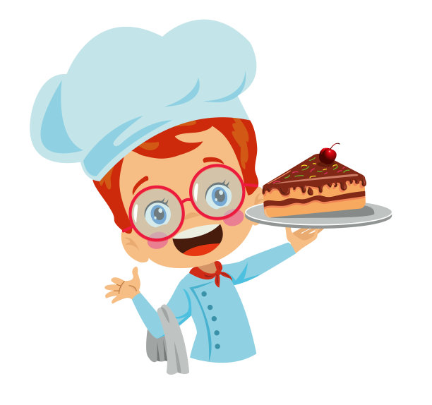 可爱的小厨师正在准备樱桃派图片下载