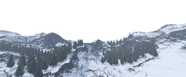 雪山孤立在白色背景3d插图图片下载