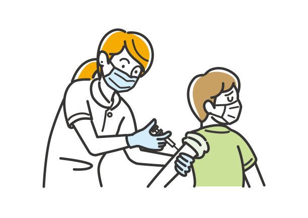 一个接种疫苗的女孩的插图材料图片下载