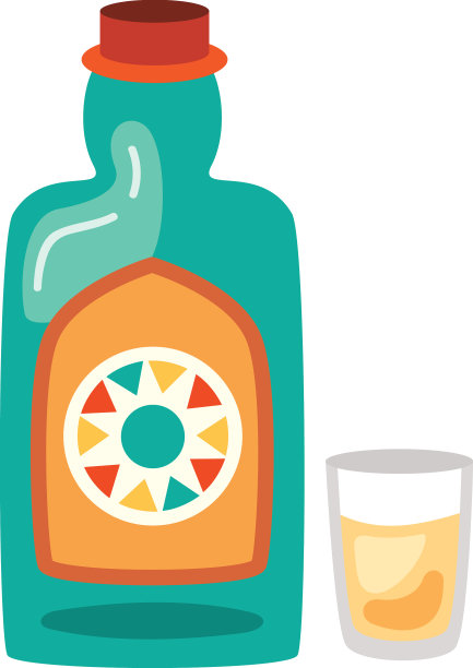 龙舌兰酒瓶和杯子图片下载