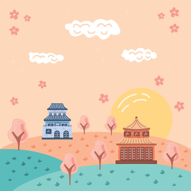 有房子的韩国风景图片下载