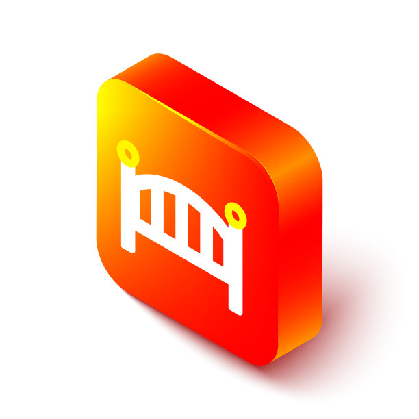 等距线婴儿床摇篮床图标隔离图片下载