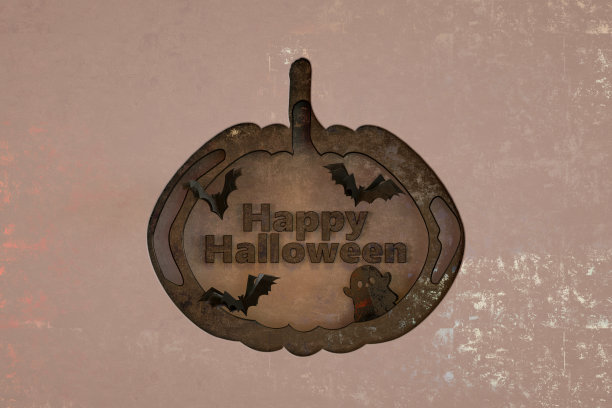 万圣节的3D分层效果南瓜图片下载