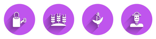 设置浇水罐小麦玉米和稻草人图标图片下载