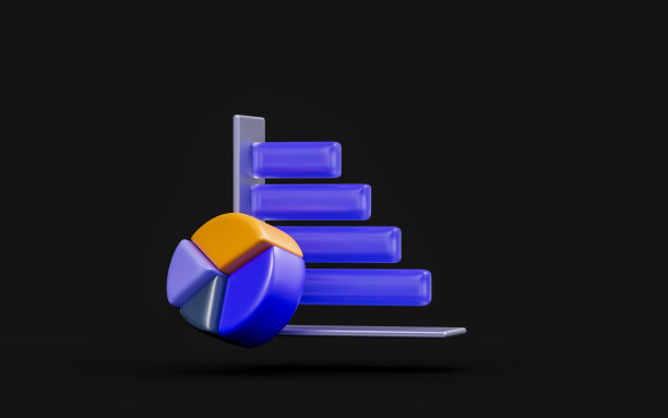 饼图条标志上的黑暗背景3d渲染概念的业务和图片下载