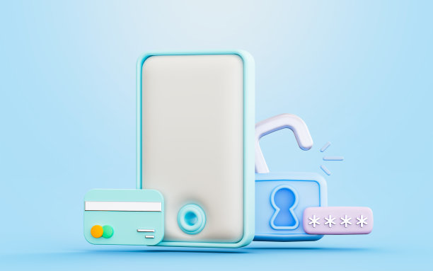 智能手机的安全码信用卡标志3d渲染概念为图片下载