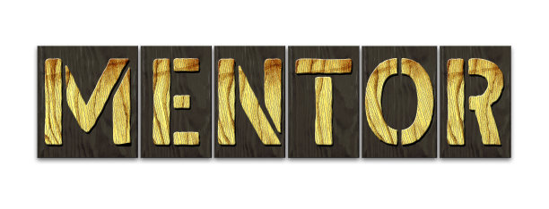 导师。单词来自白色背景上孤立的木制字母。业务。图片下载