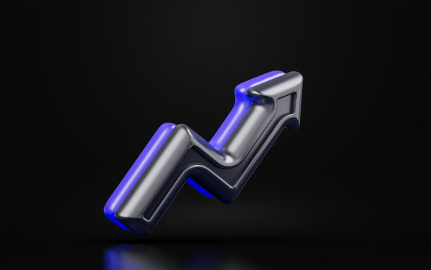 图表上的线成长标志上的黑色背景3d渲染概念图片下载