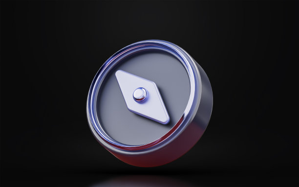 罗盘标志在黑暗背景3d渲染概念的方向在海上图片下载