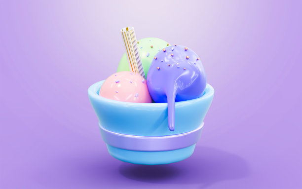 冰淇淋标识3d渲染概念为甜品和餐厅甜点图片下载