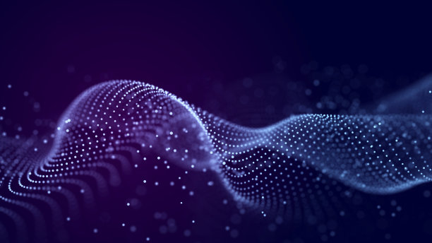 抽象数字数据背景。用移动的圆点招手。一连串的声音。3 d渲染。图片下载