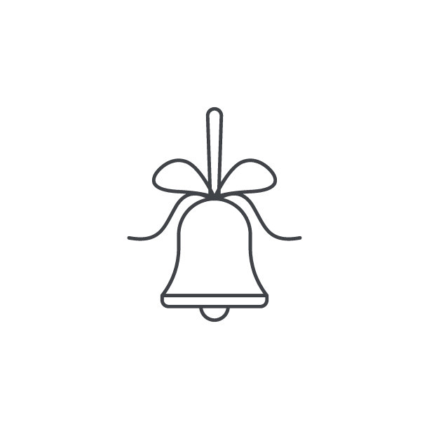 带蝴蝶结图标的铃铛。图片下载