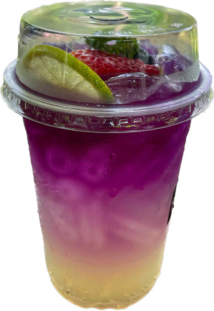 蝴蝶豌豆加蜂蜜和酸橙苏打水。图片下载