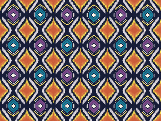 抽象民族几何伊卡特艺术。部落、民间刺绣和墨西哥风格的无缝图案。阿兹特克几何艺术装饰印花。设计背景或墙纸服装包装蜡染织物插图刺绣风格。图片下载