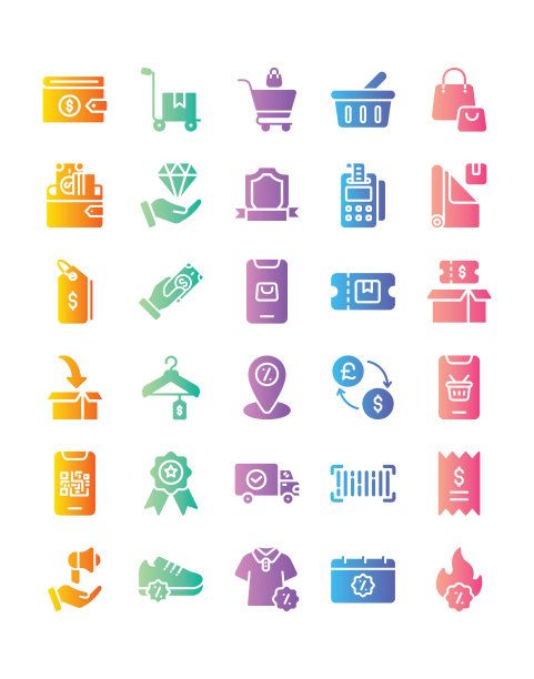 黑色星期五图标设置30孤立的白色背景图片下载