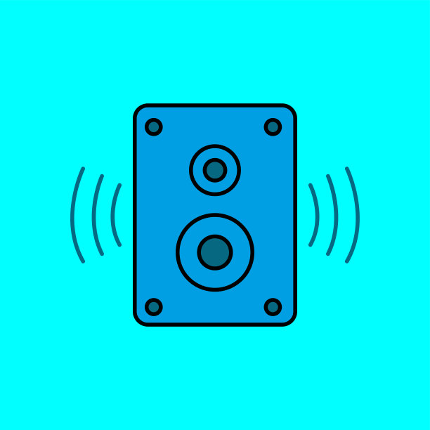 扬声器、音响系统、音频箱线性彩色图标图片下载