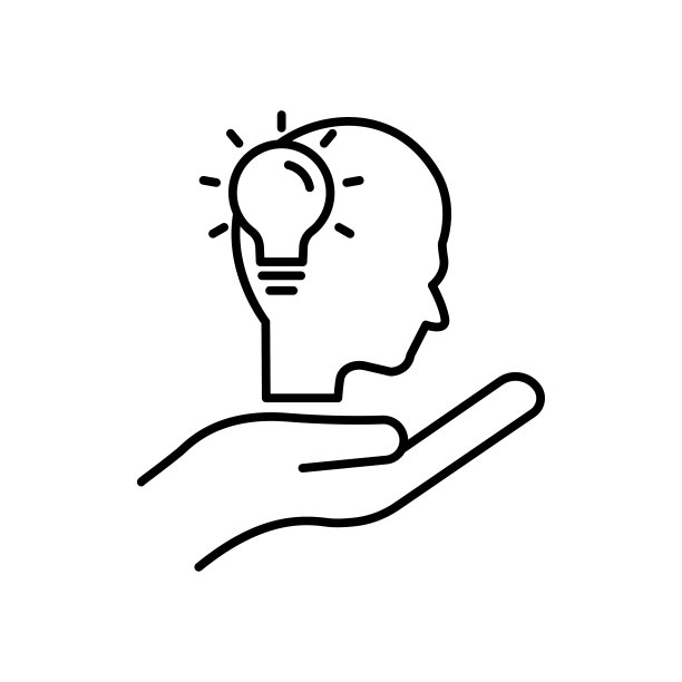 手线图标与头和灯泡。新想法的概念。创意的过程。可编辑的中风。简单的插画移动概念和网页设计。设计模板向量图片下载