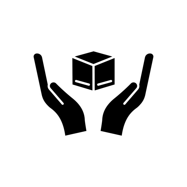 手和盒子图标。保护一个包裹，包裹投递图标。可编辑的中风。设计模板向量图片下载