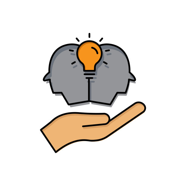 手直线颜色图标与头和灯泡。新想法的概念。创意的过程。可编辑的中风。简单的插画移动概念和网页设计。设计模板向量图片下载