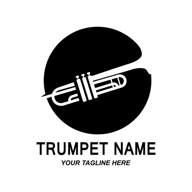 小号符号设计，生成旋律，乐器矢量素描插图图片下载