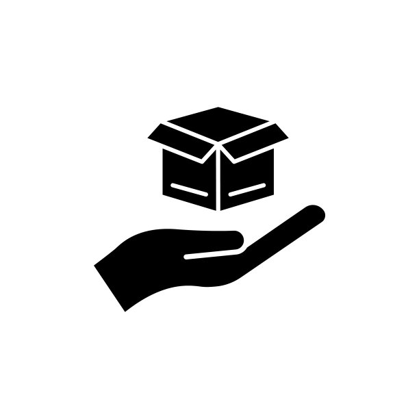 手和盒子图标。保护一个包裹，包裹投递图标。可编辑的中风。设计模板向量图片下载