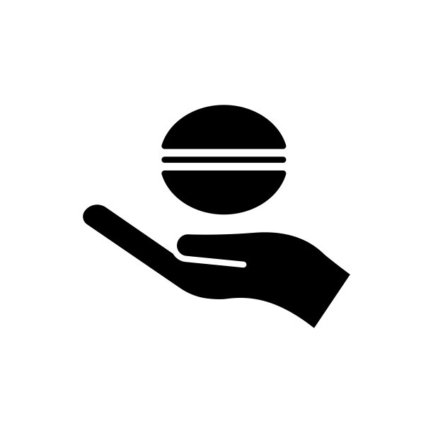 手图标与汉堡。可编辑的中风。设计模板向量图片下载