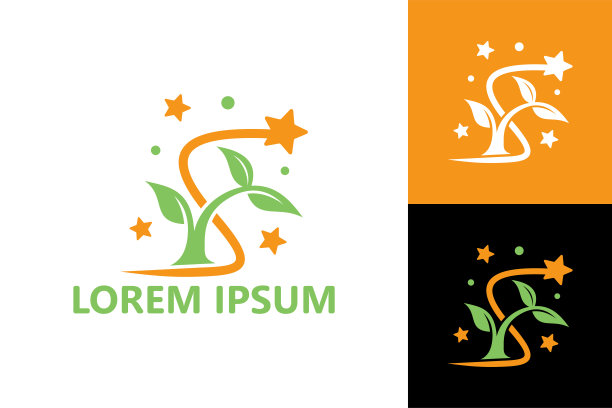 星形植物标志模板矢量设计图片下载