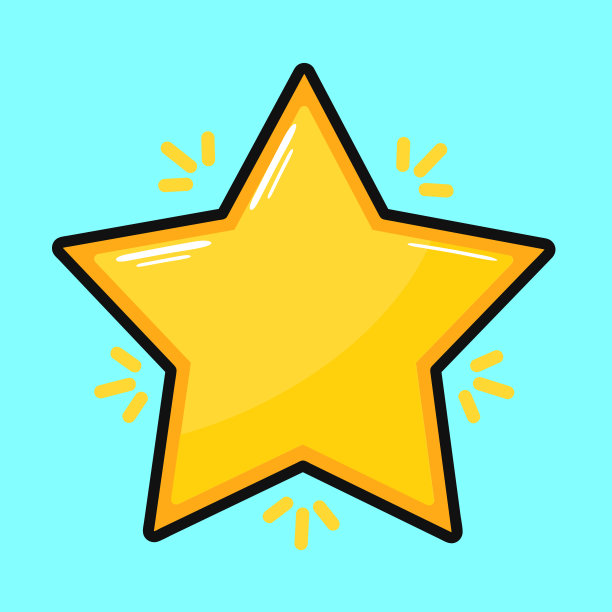 可爱有趣的明星。矢量手绘卡通卡哇伊人物插画图标。被隔离在蓝色背景上。明星角色的概念图片下载