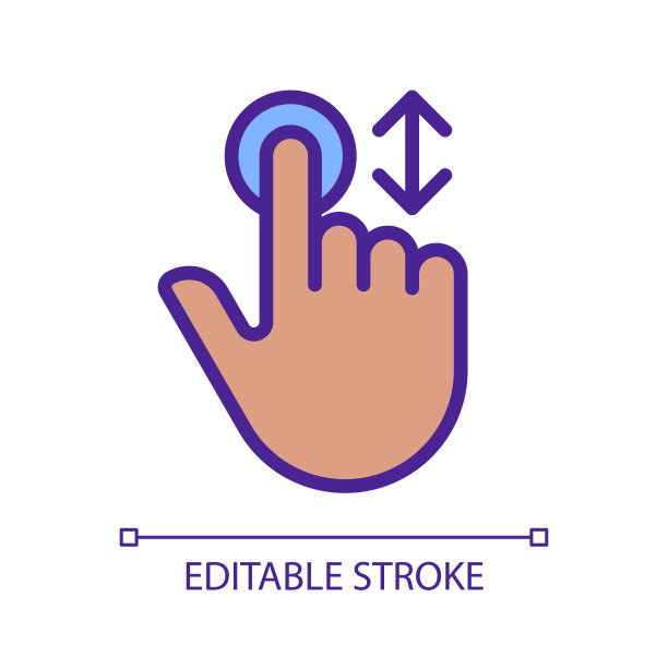 垂直滚动手势像素完美的RGB颜色图标图片下载