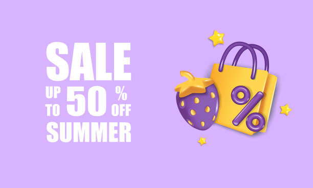 夏季销售矢量旗帜设计与草莓。夏季销售在白色空白的文字与折扣季节性销售。图片下载